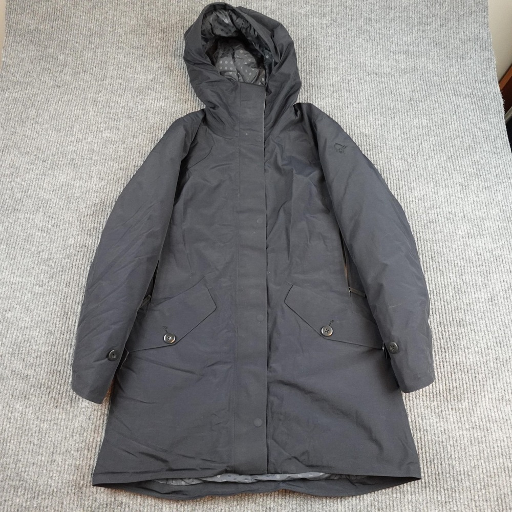 Norrona Oslo Goretex Parka Coat Womens Medium Black Hooded Insulated Waterproof